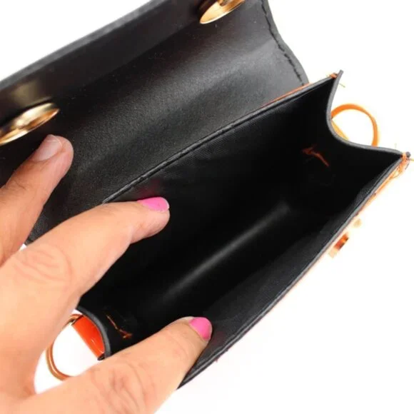 SHEIN Mini Patent Handbag – Orange & Black - Picture 5 of 7